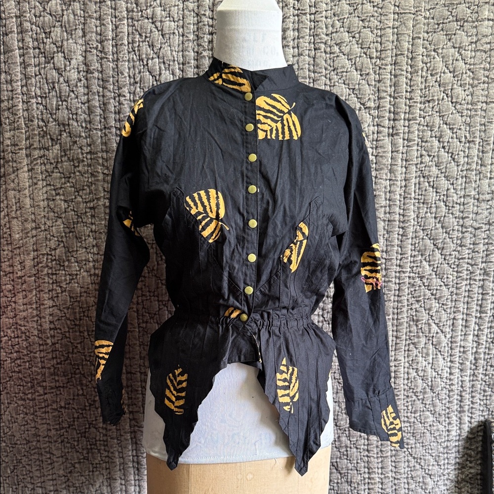 Elegant Black and Gold  Women Casual Shirt with pockets 100%Swiss Cotton